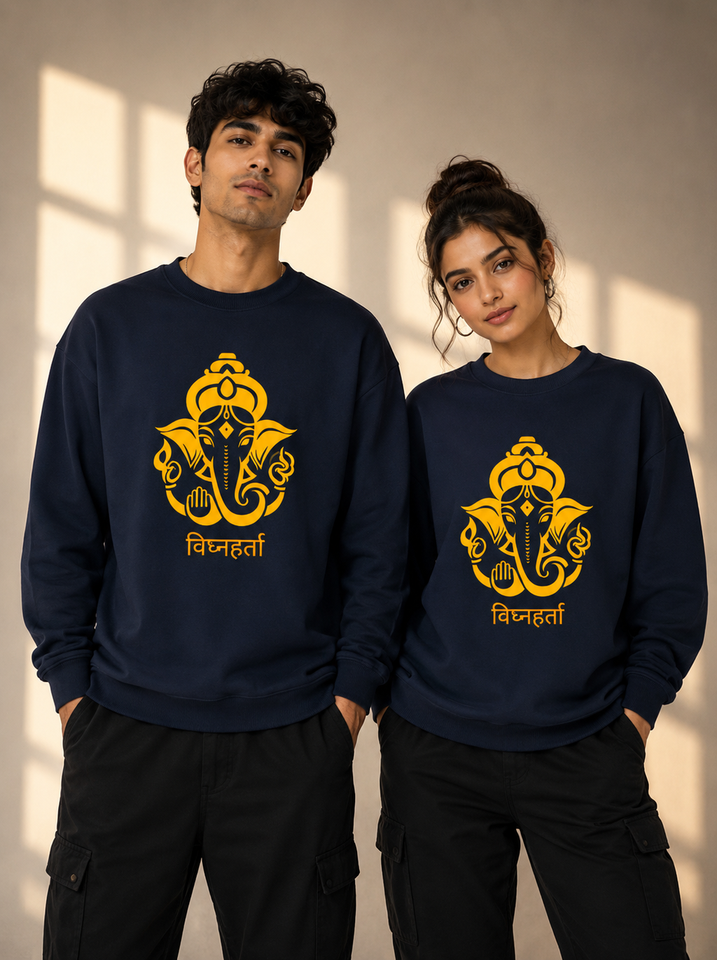 Unisex Oversized Ganesha Line-Art Heavyweight Sweatshirt