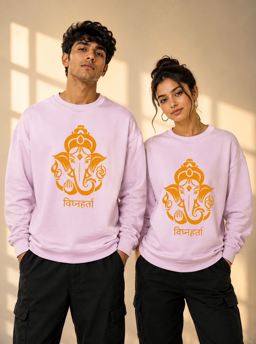 Unisex Oversized Ganesha Line-Art Heavyweight Sweatshirt