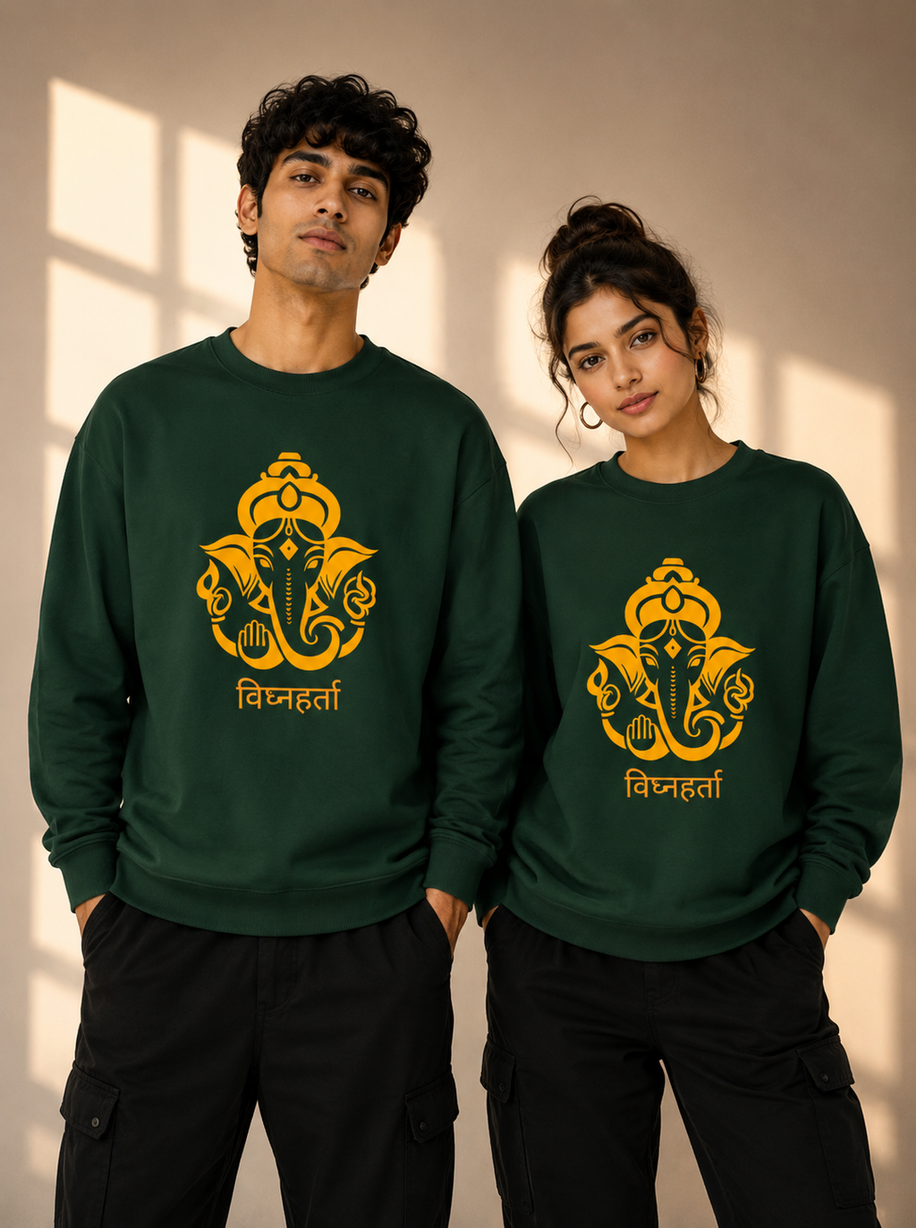 Unisex Oversized Ganesha Line-Art Heavyweight Sweatshirt