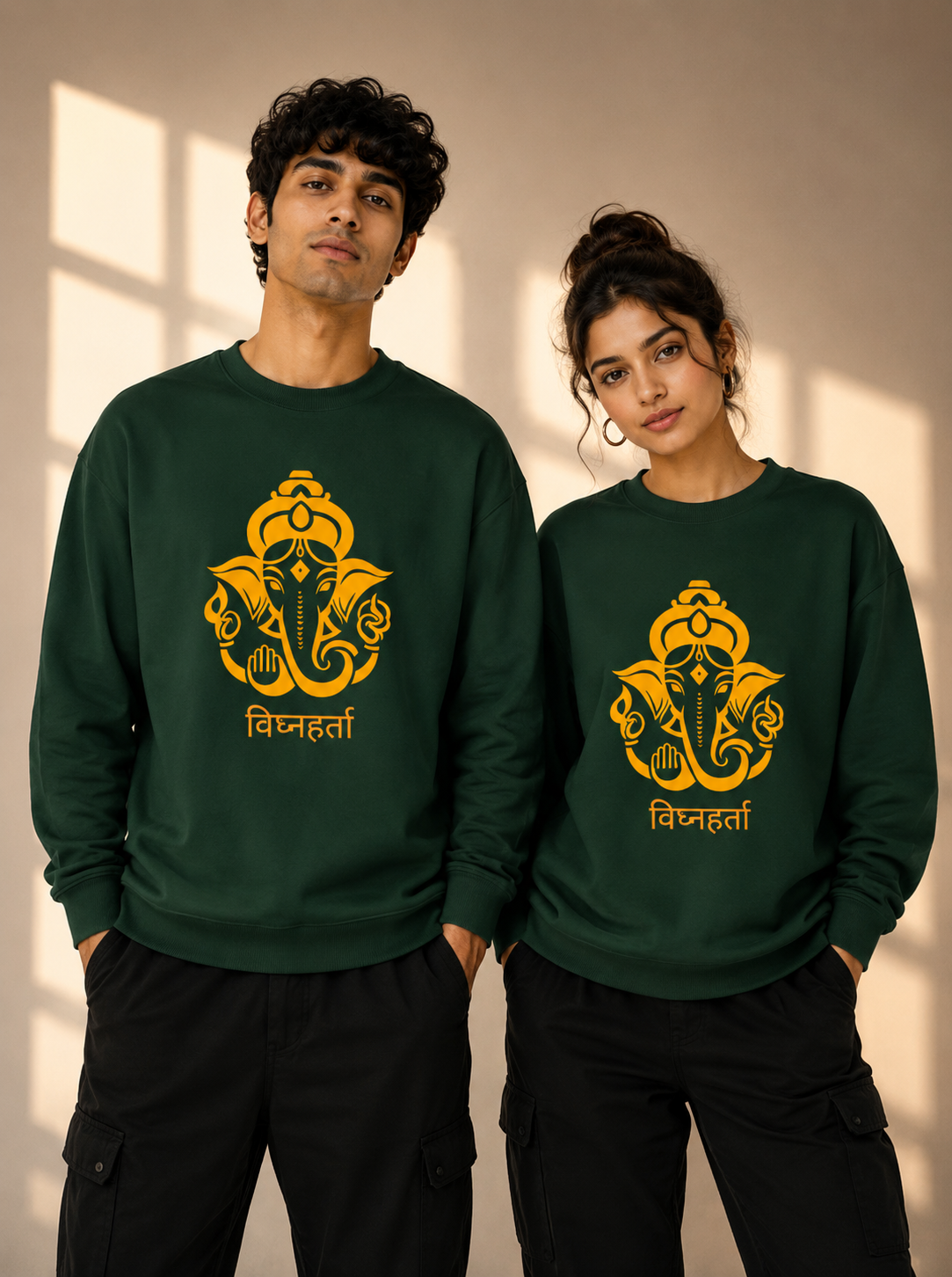 Unisex Oversized Ganesha Line-Art Heavyweight Sweatshirt