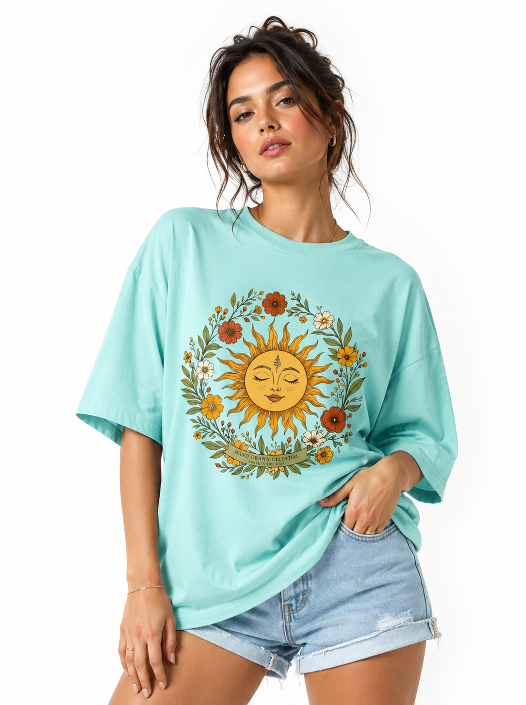 Celestial Bloom Oversized T-Shirt for Women