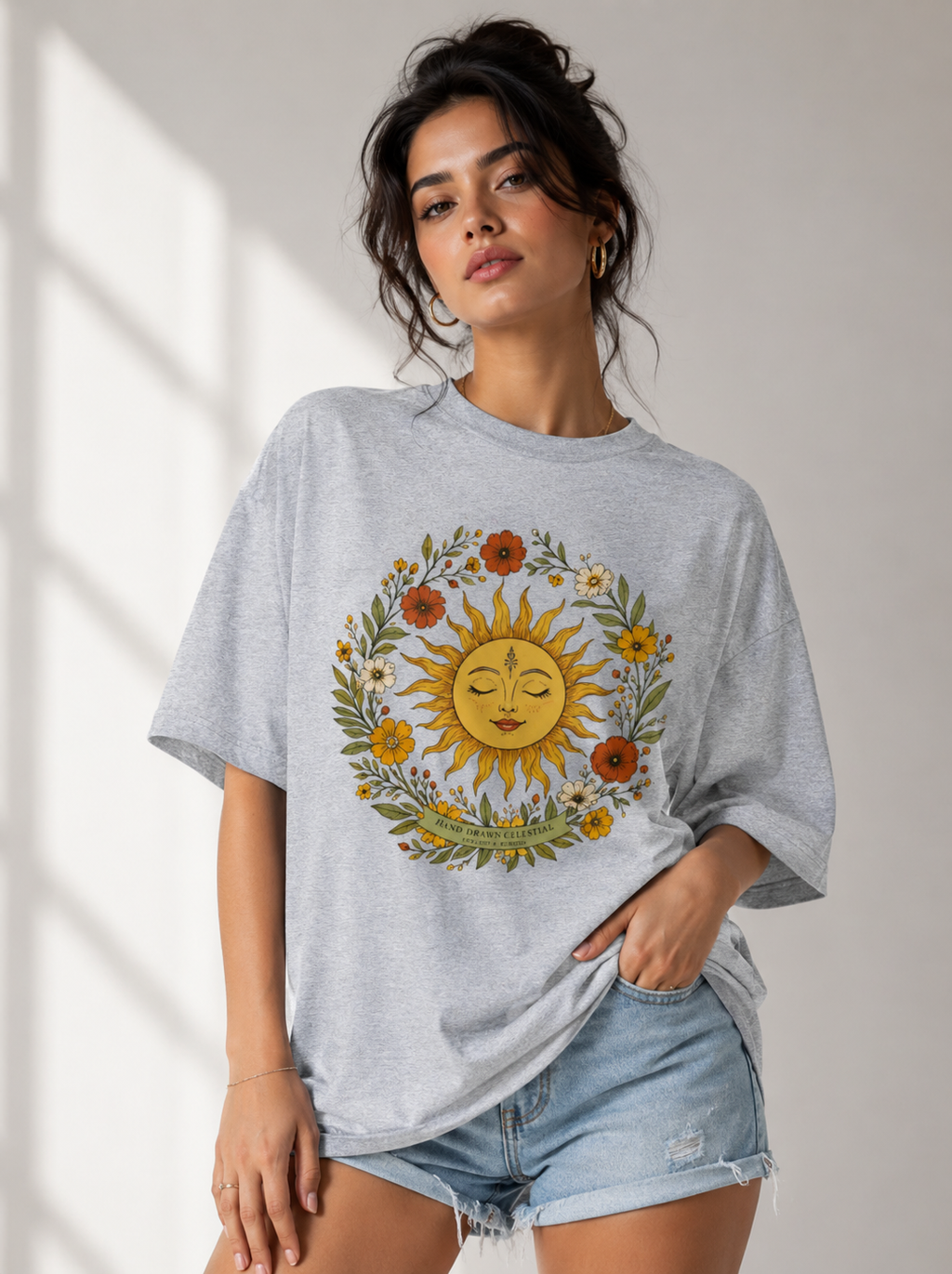 Celestial Bloom Oversized T-Shirt for Women