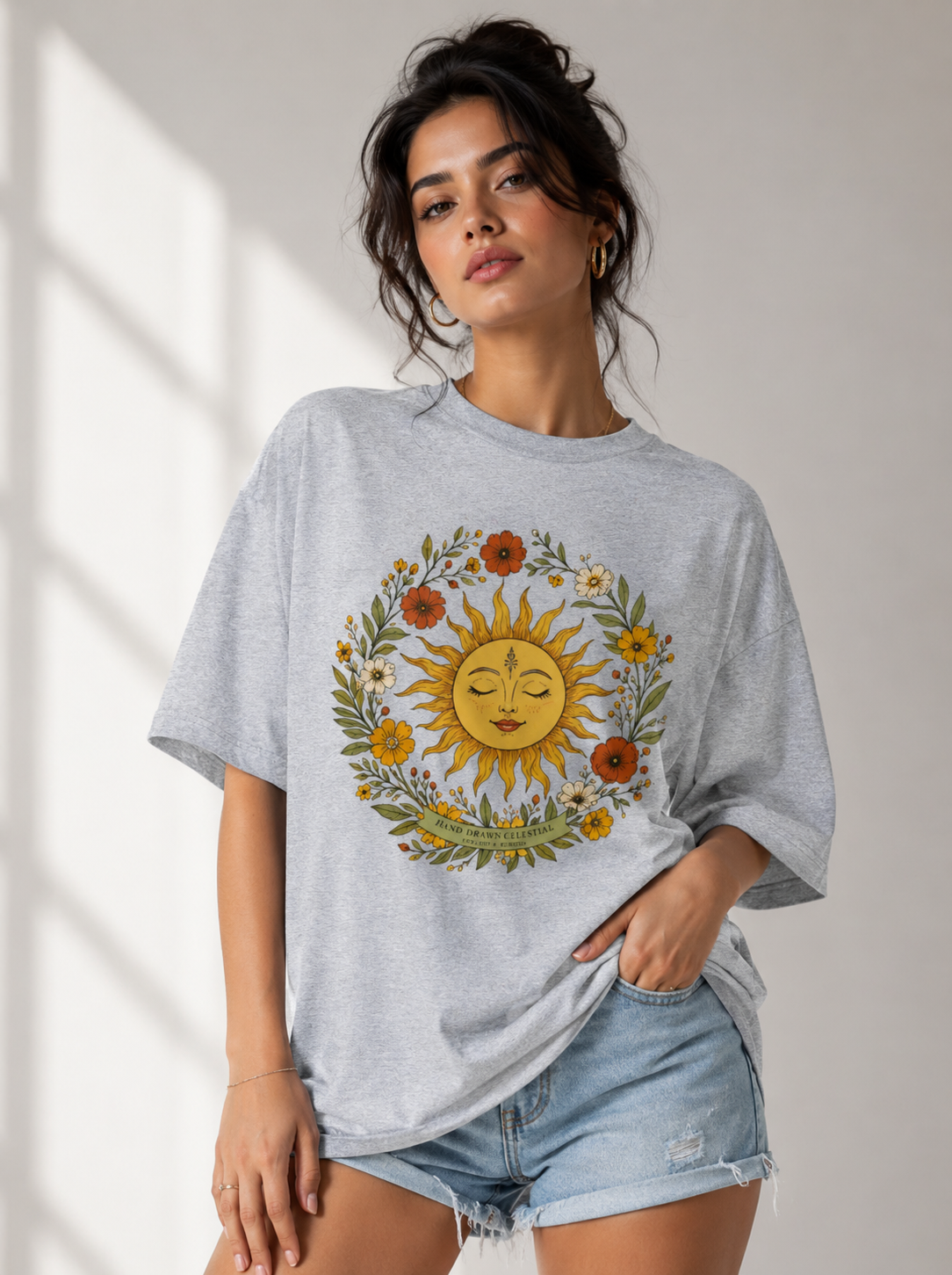Celestial Bloom Oversized T-Shirt for Women