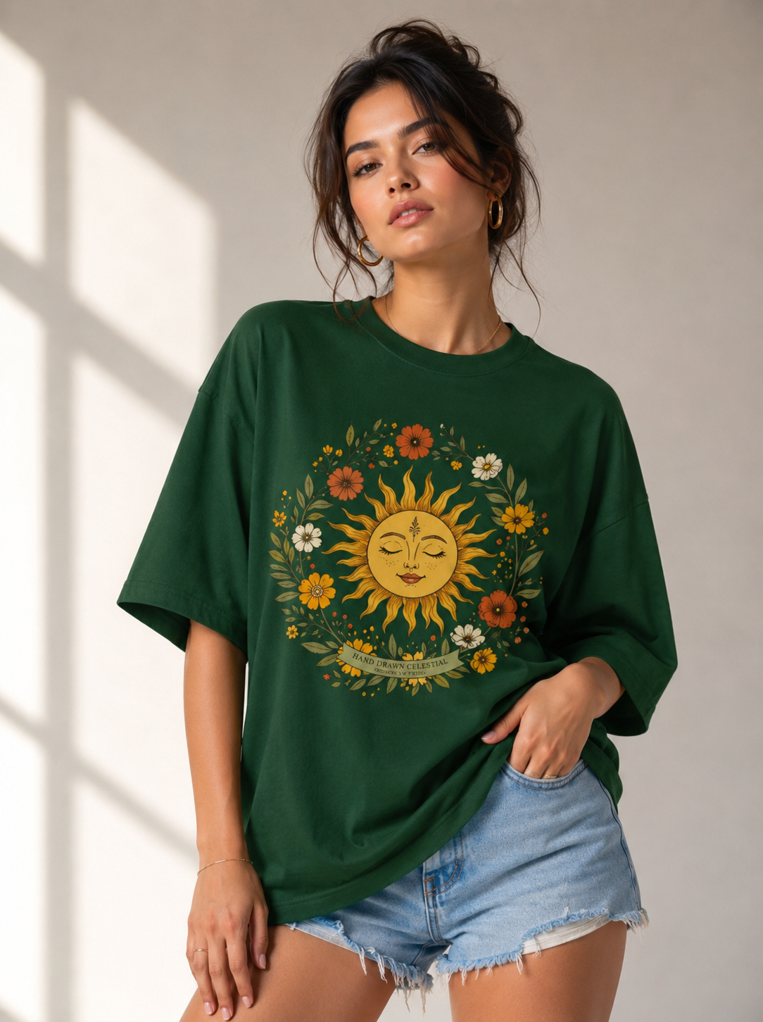 Celestial Bloom Oversized T-Shirt for Women