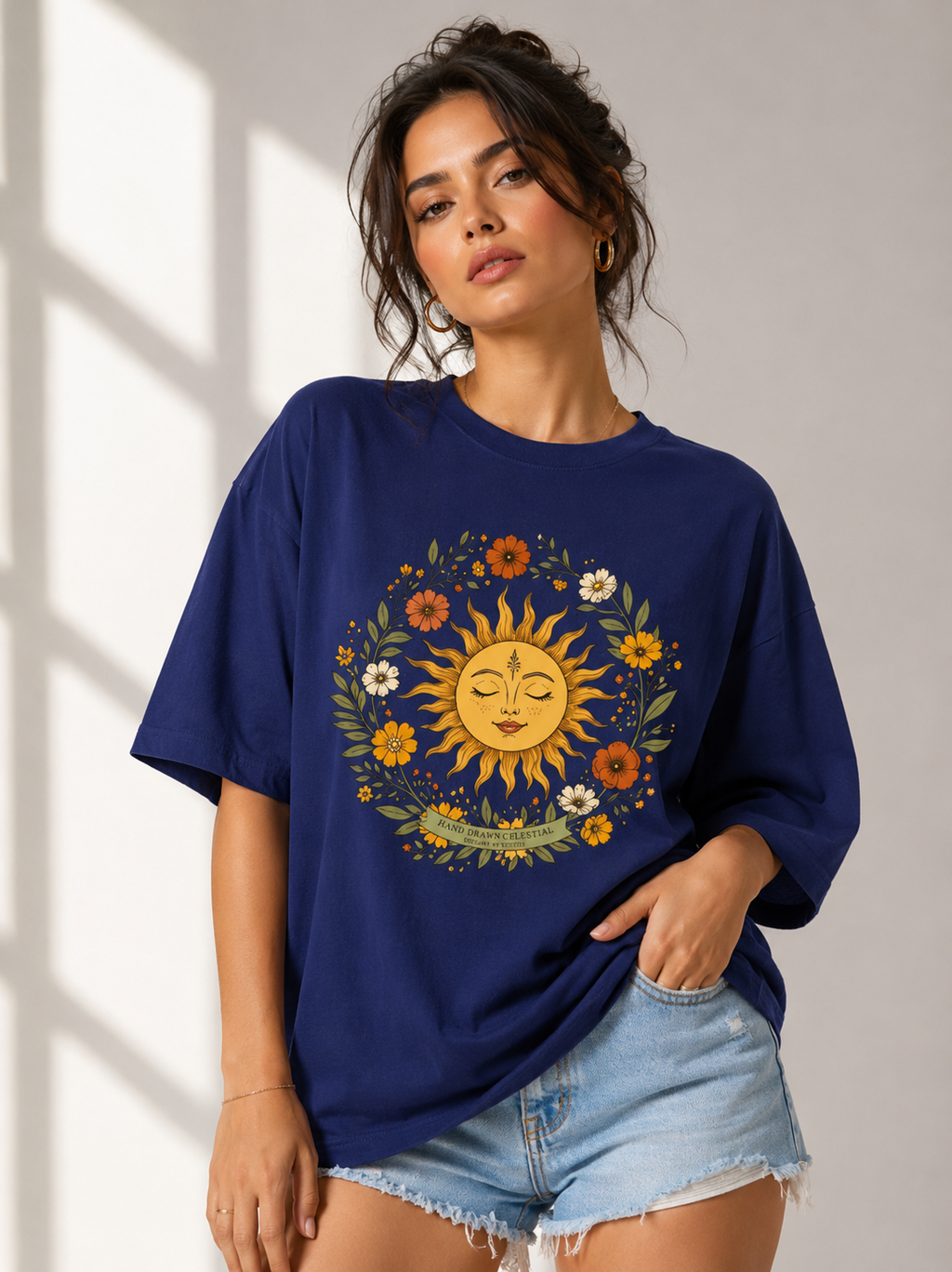 Celestial Bloom Oversized T-Shirt for Women