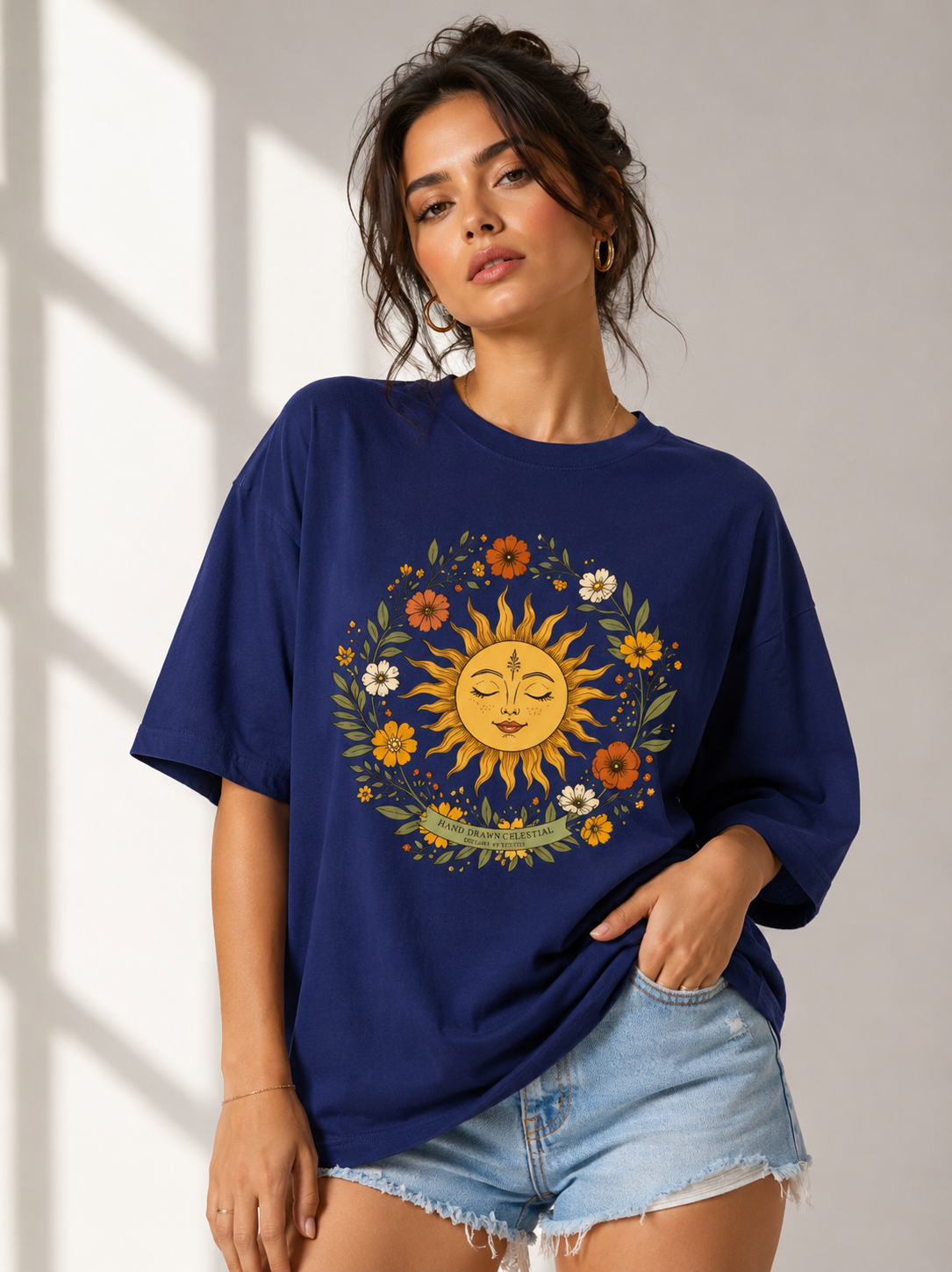 Celestial Bloom Oversized T-Shirt for Women