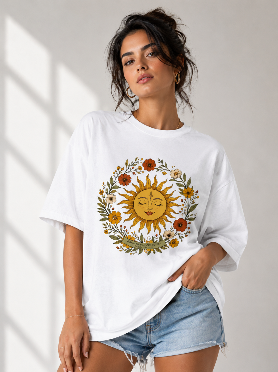 Celestial Bloom Oversized T-Shirt for Women