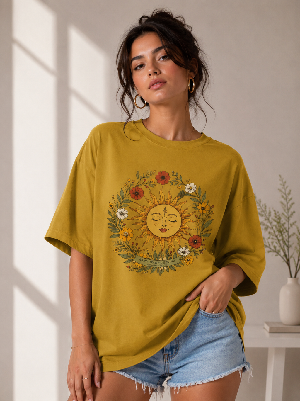 Celestial Bloom Oversized T-Shirt for Women