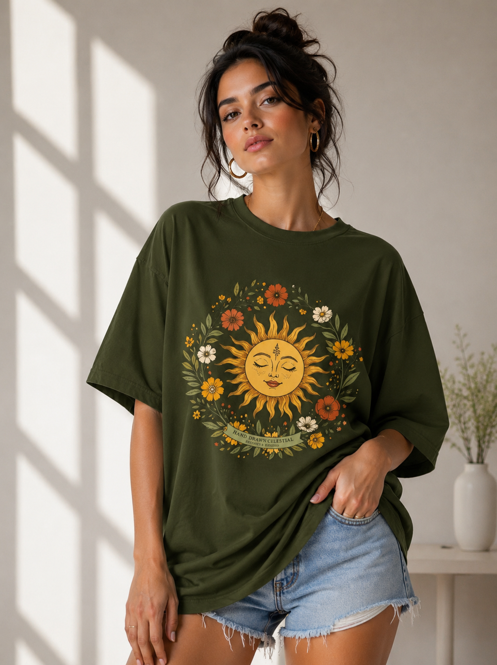 Celestial Bloom Oversized T-Shirt for Women