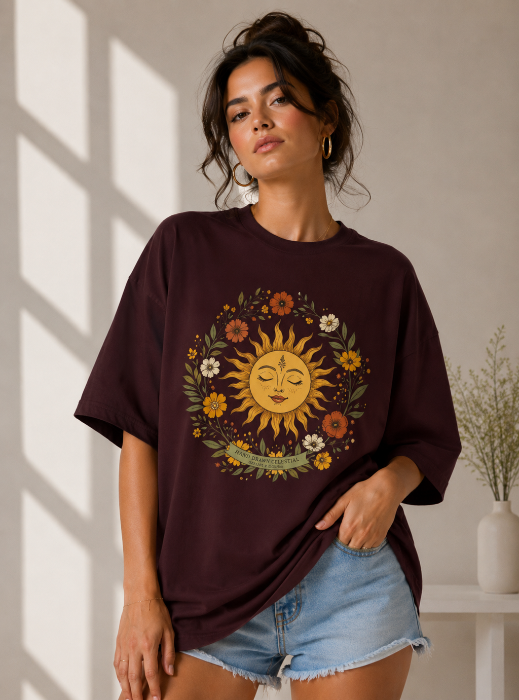 Celestial Bloom Oversized T-Shirt for Women