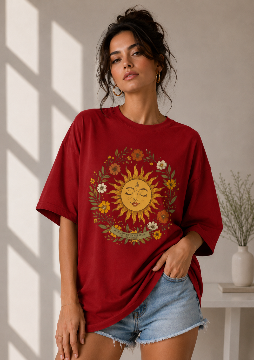 Celestial Bloom Oversized T-Shirt for Women