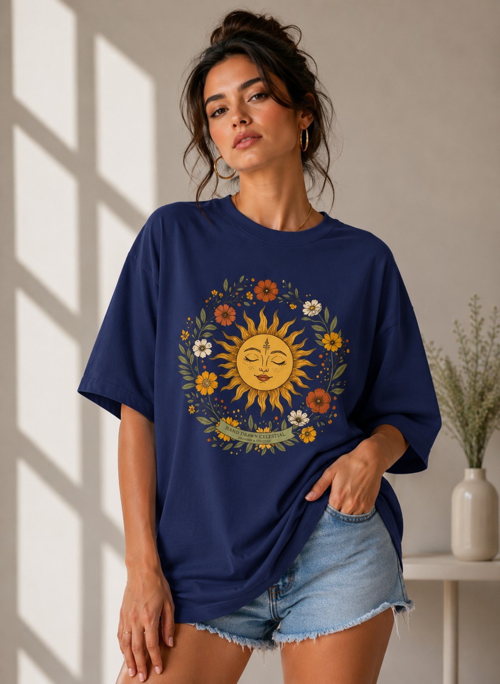 Celestial Bloom Oversized T-Shirt for Women