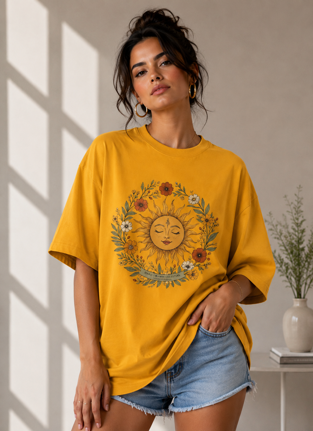 Celestial Bloom Oversized T-Shirt for Women