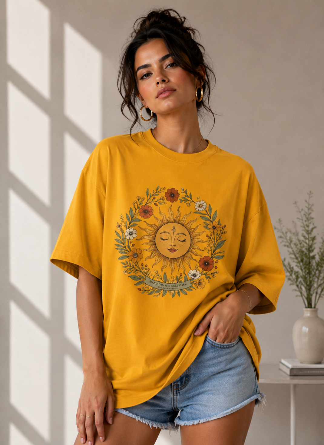 Celestial Bloom Oversized T-Shirt for Women