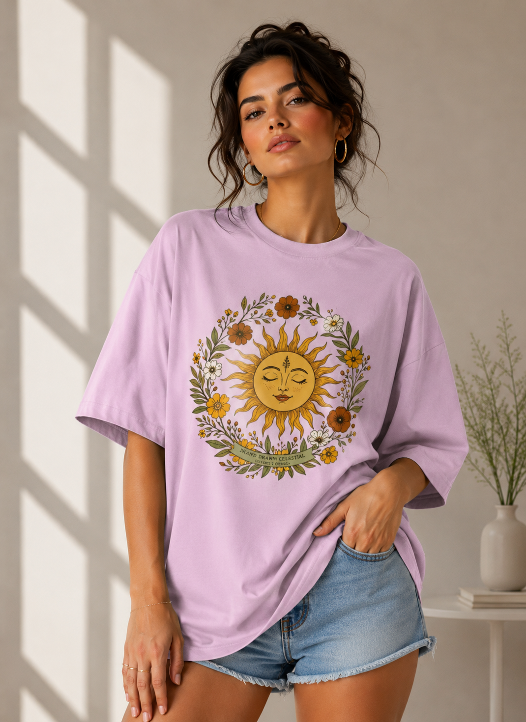 Celestial Bloom Oversized T-Shirt for Women