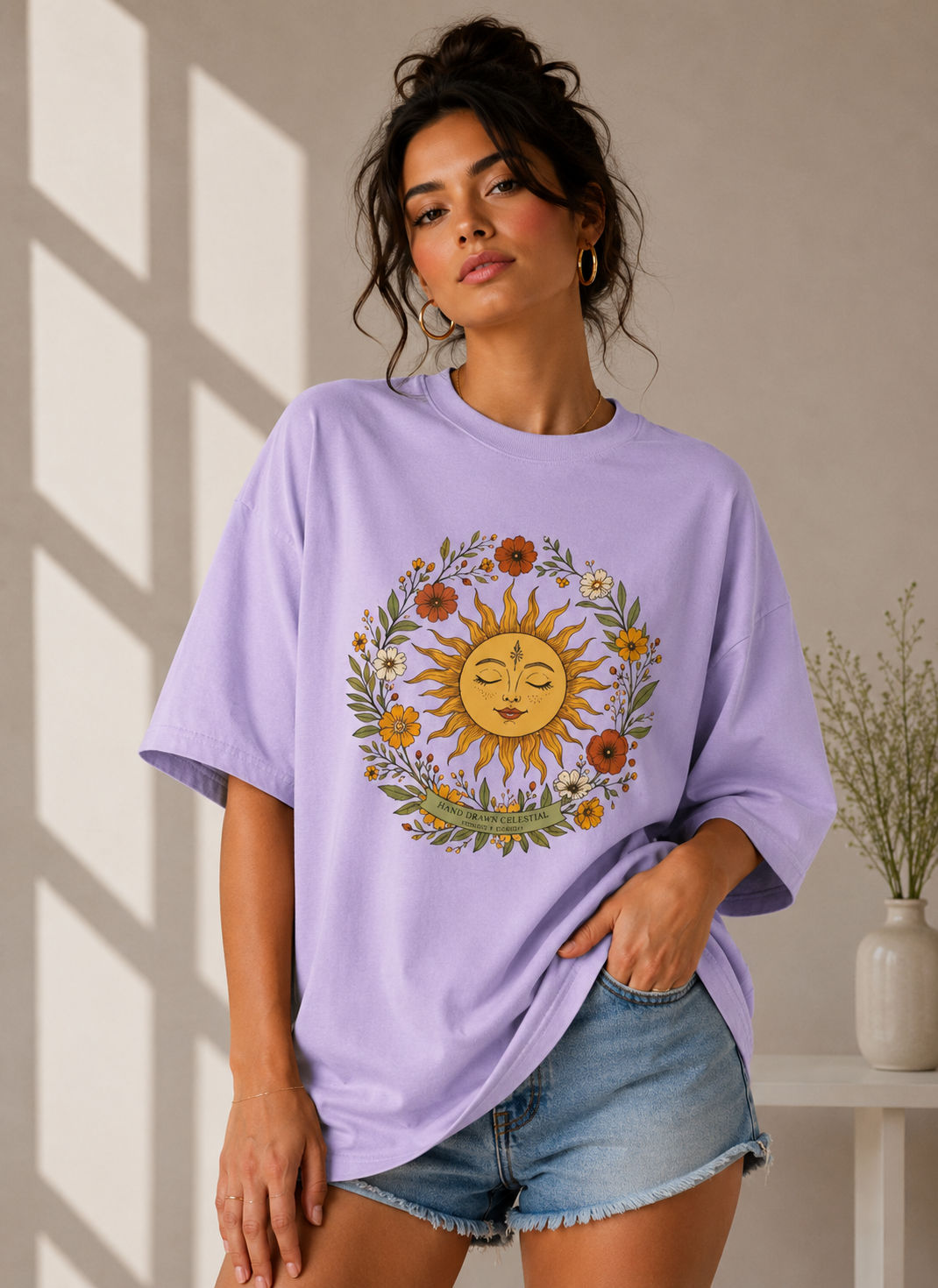 Celestial Bloom Oversized T-Shirt for Women