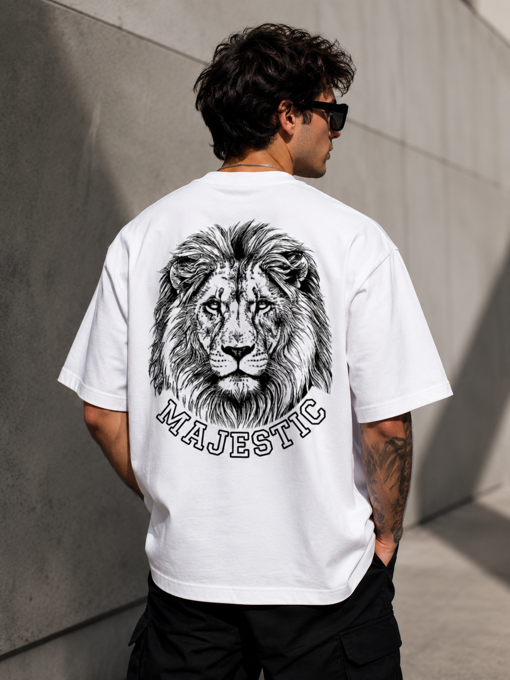 Majestic Lion Oversized Back-Print Graphic T-Shirt