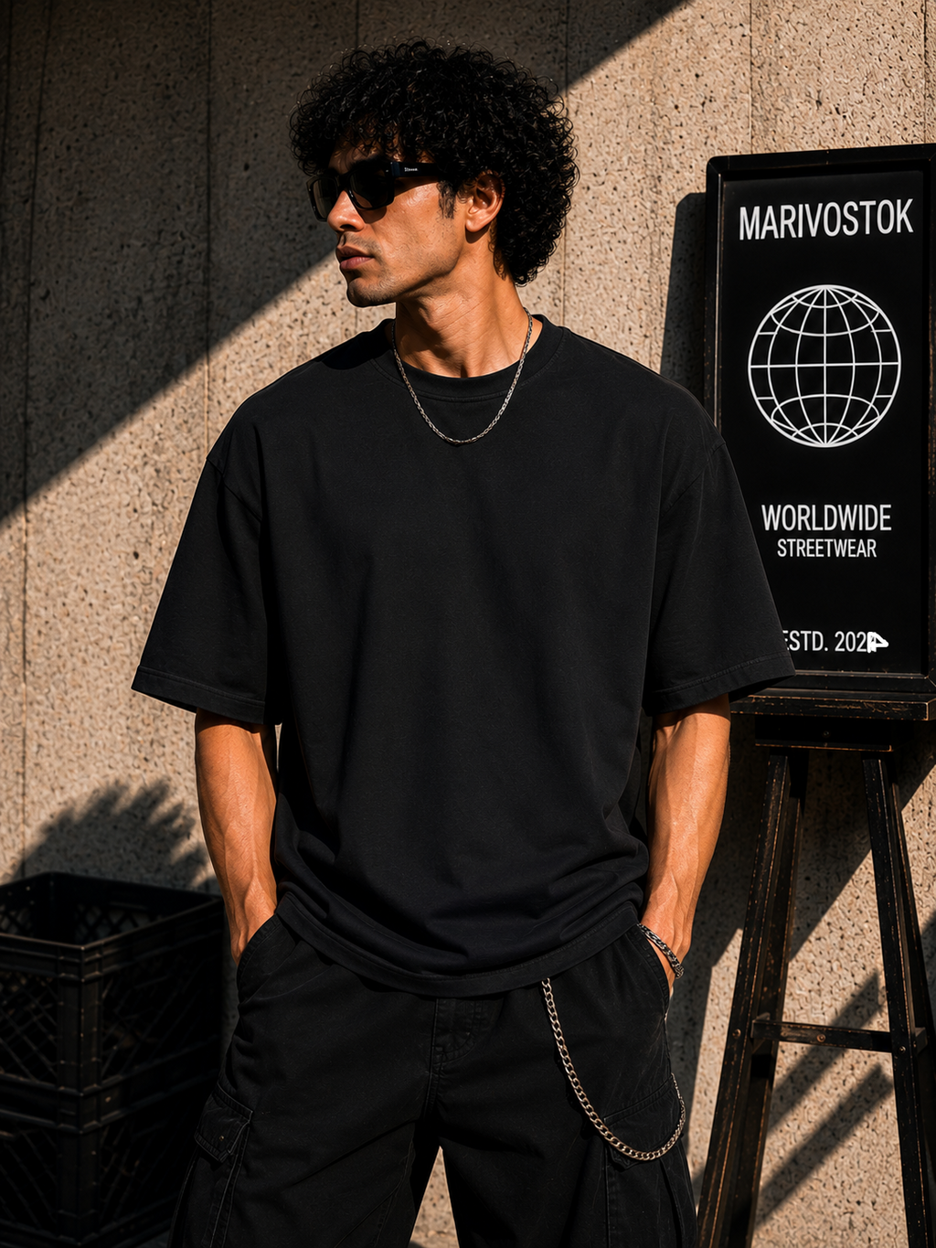 Crimson Ryū Oversized Graphic T-Shirt for Men | Black Cotton Tee
