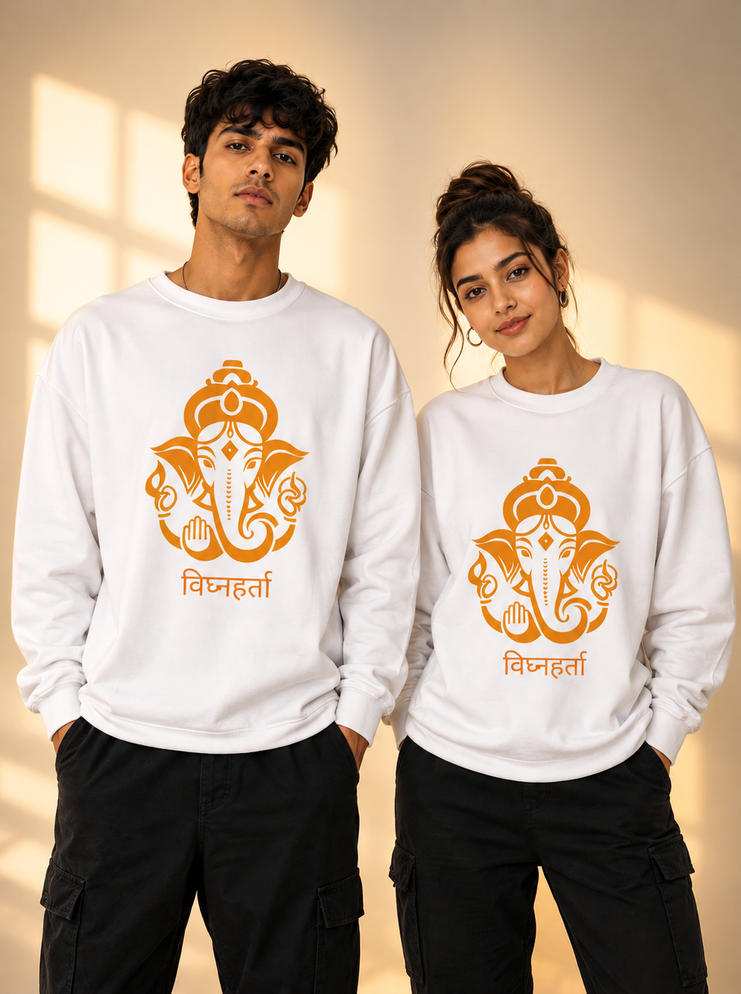 Unisex Oversized Ganesha Line-Art Heavyweight Sweatshirt
