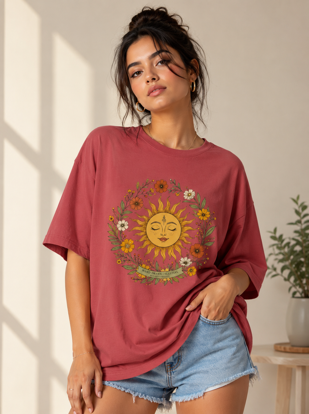 Celestial Bloom Oversized T-Shirt for Women
